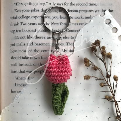 Pink Tulip Single Keychain